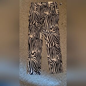 Zebra Print Pull On Slim Leg Ankle Length Sz-S Haver & Blair NWT